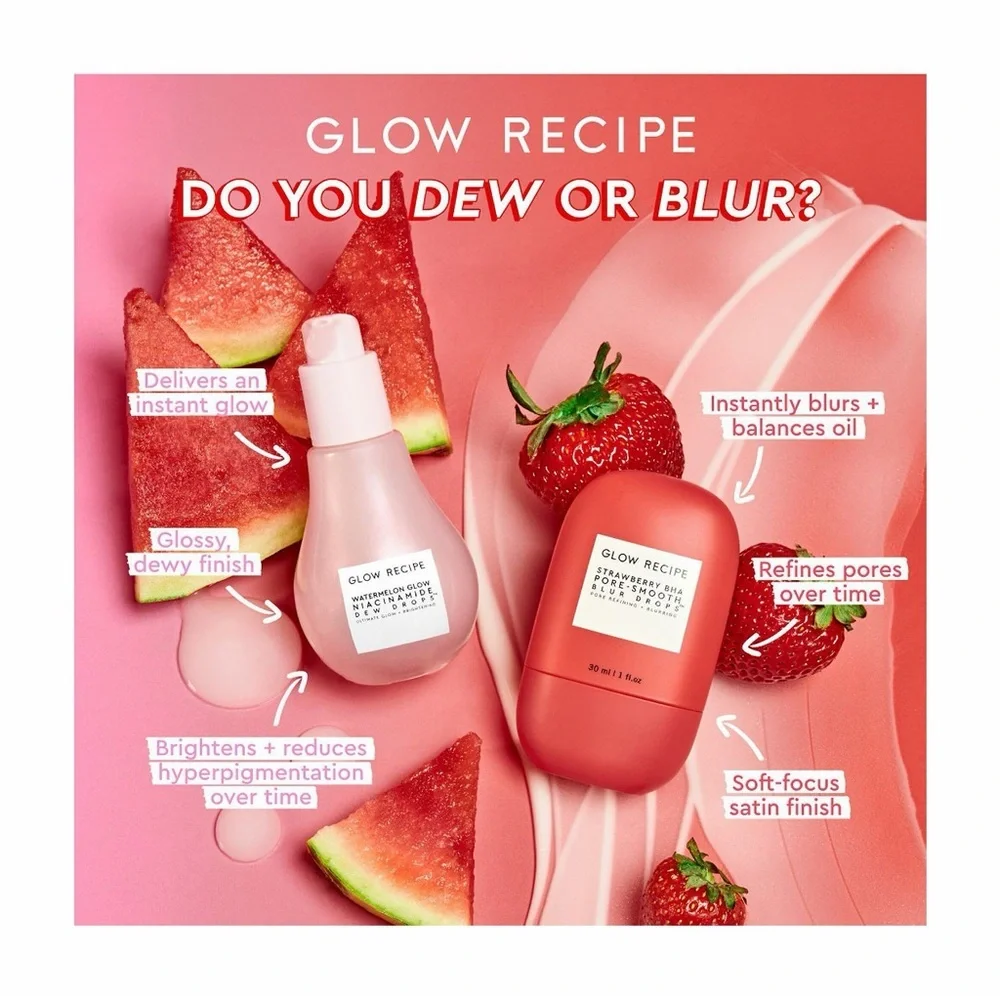 Glow Recipe Strawberry BHA Pore-Smooth Blur Drops Serum | 30 mL 🍓✨